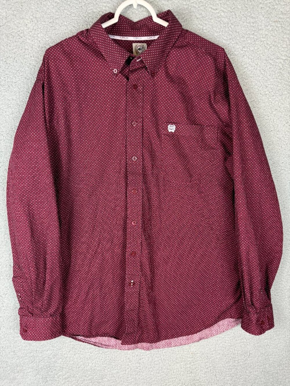 Cinch Men’s XL Western Button Front Shirt Red Geometric Print Cowboy Rodeo